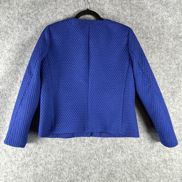 J Crew Portfolio Blazer Jacket Womens 4 Blue Matelasse Stretch Textured Classic - Picture 10 of 15